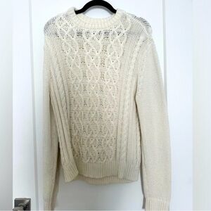 PacSun Ivory Cream Cable Knit Fisherman Sweater Rory Gilmore Vibes Size Small
